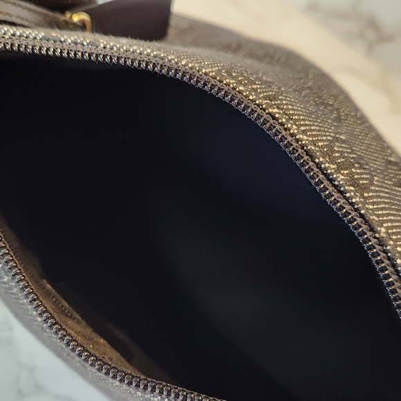 GUCCI Gray/ Black Denim GG Web Monogram Shoulder Bag - Picture 9 of 13